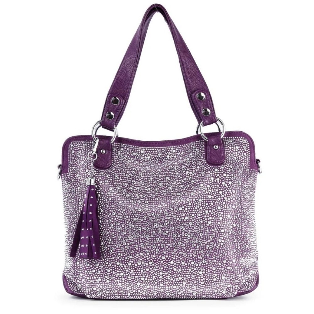 SALE Gorgeous Rhinestone Bling Purple and Silver Women's Bag Purse - Picture 3 of 5